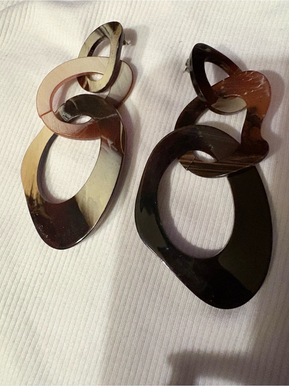 Chunky Tortoiseshell Drop Earrings - Brown